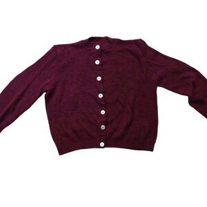 Vintage 1940s-1950s Burgundy/Purple Knit Cardigan Sweater